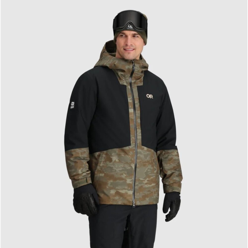 Outdoor Research Mens Snowcrew Jacket Full Zip Ranger Green Camo Black Size XL